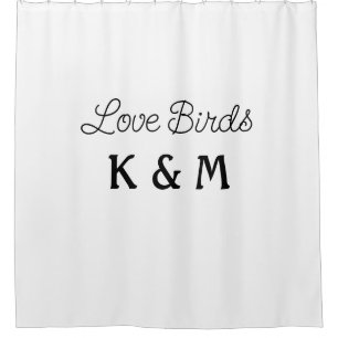 simple minimal add your name text love birds text shower curtain