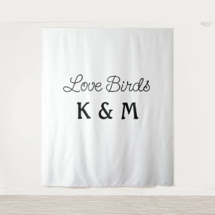 simple minimal add your name text love birds text tapestry
