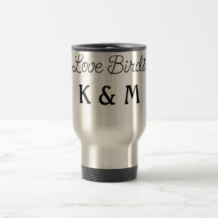 simple minimal add your name text love birds text travel mug
