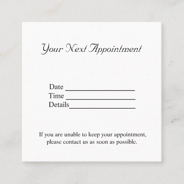 simple minimal add your name text pictures appoint appointment card (Front)