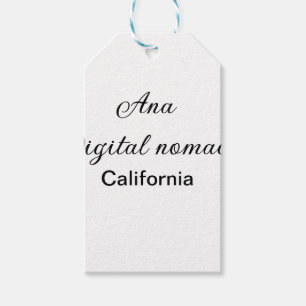Simple minimal add your name text place california gift tags