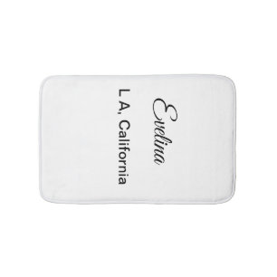 Simple minimal add your name text place city custo bath mat