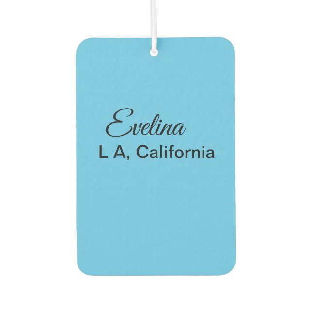 Simple minimal add your name text place city custo car air freshener (Front)