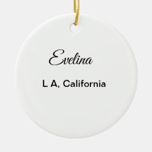 Simple minimal add your name text place city custo ceramic tree decoration