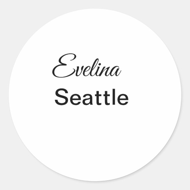Simple minimal add your name text place city custo classic round sticker (Front)