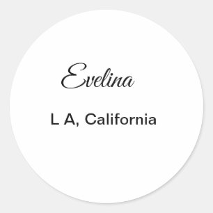 Simple minimal add your name text place city custo classic round sticker