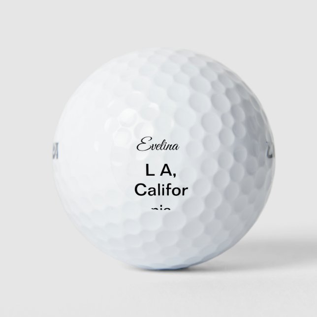 Simple minimal add your name text place city custo golf balls (Front)