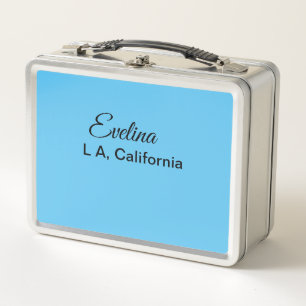 Simple minimal add your name text place city custo metal lunch box