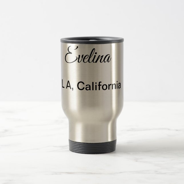 Simple minimal add your name text place city custo travel mug (Center)