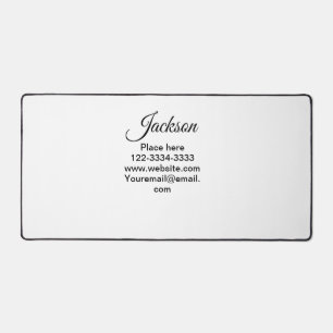 Simple minimal add your name text place city phone desk mat