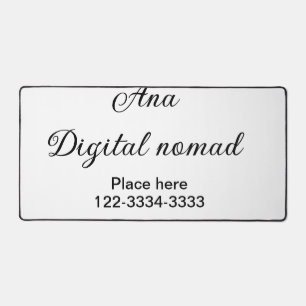 Simple minimal add your name text place city phone desk mat