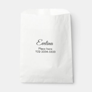 Simple minimal add your name text place city phone favour bags
