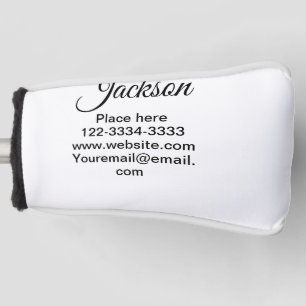 Simple minimal add your name text place city phone golf head cover