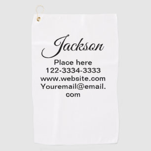 Simple minimal add your name text place city phone golf towel