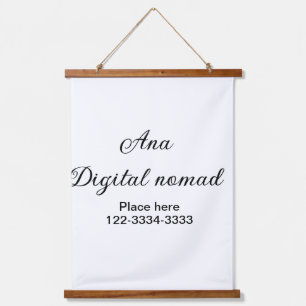 Simple minimal add your name text place city phone hanging tapestry