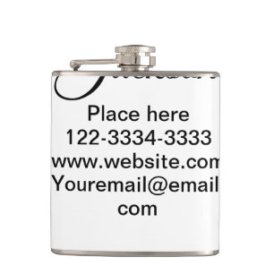 Simple minimal add your name text place city phone hip flask