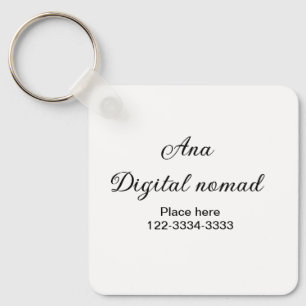 Simple minimal add your name text place city phone key ring