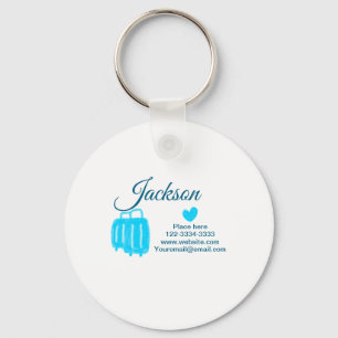 Simple minimal add your name text place city phone key ring
