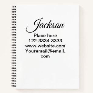 Simple minimal add your name text place city phone notebook