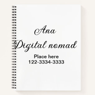 Simple minimal add your name text place city phone notebook