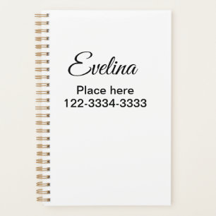 Simple minimal add your name text place city phone planner