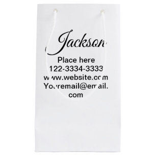 Simple minimal add your name text place city phone small gift bag