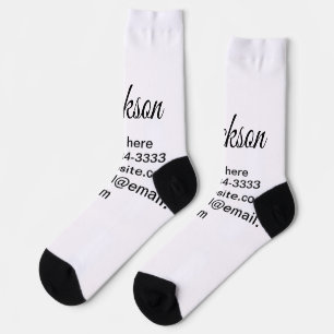 Simple minimal add your name text place city phone socks