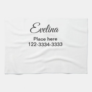 Simple minimal add your name text place city phone tea towel