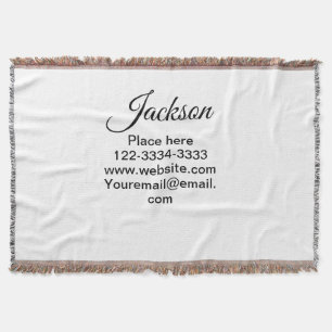 Simple minimal add your name text place city phone throw blanket