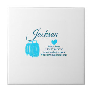 Simple minimal add your name text place city phone tile