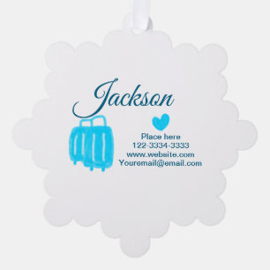 Simple minimal add your name text place city phone tree decoration card