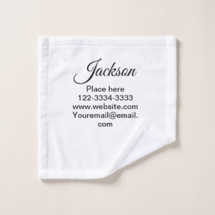 Simple minimal add your name text place city phone wash cloth