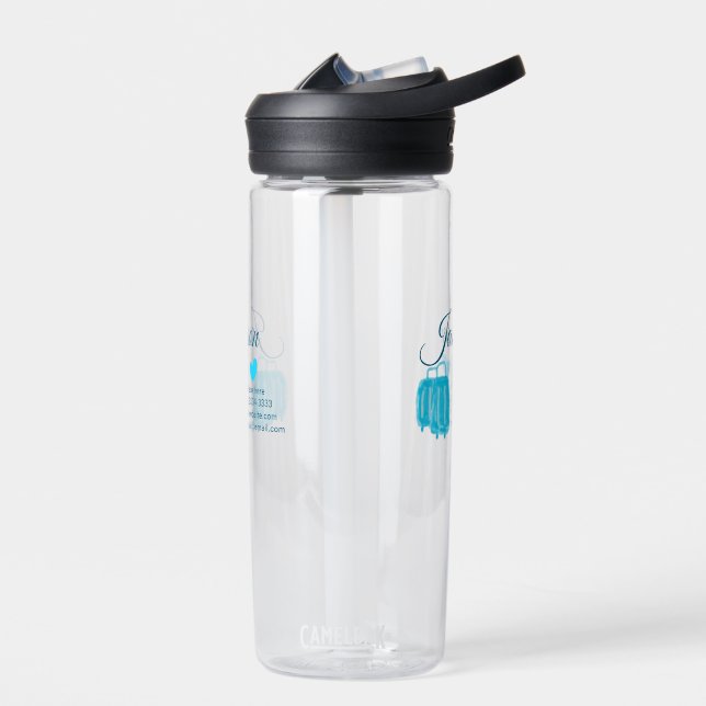Simple minimal add your name text place city phone water bottle (Left)