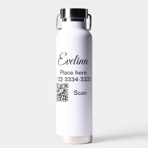 Simple minimal add your name text place city phone water bottle