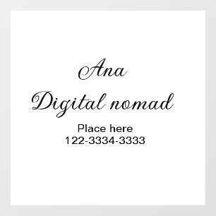 Simple minimal add your name text place city phone window cling