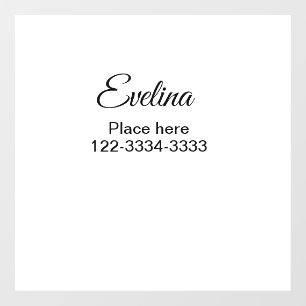 Simple minimal add your name text place city phone window cling