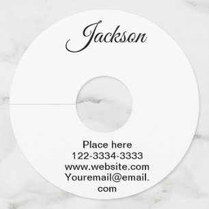 Simple minimal add your name text place city phone wine glass tag