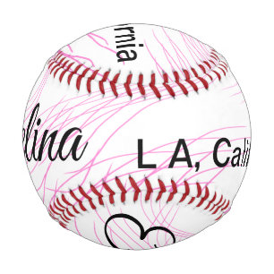 Simple minimal add your name text place city pink baseball