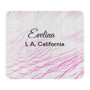 Simple minimal add your name text place city pink cutting board