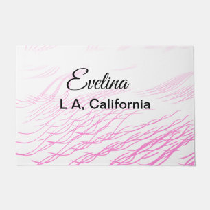 Simple minimal add your name text place city pink doormat