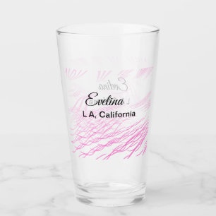 Simple minimal add your name text place city pink glass