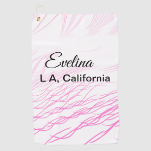 Simple minimal add your name text place city pink golf towel