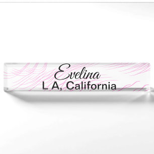 Simple minimal add your name text place city pink nameplate