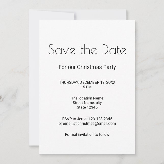 simple minimal add your name text save the date (Front)