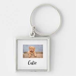simple minimal add your pet photo name custom key ring
