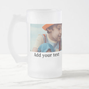 SIMPLE MINIMAL add your photo name text christmas Frosted Glass Beer Mug