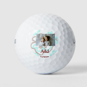 simple minimal ADD YOUR PHOTO TEXT blue glitter Th Golf Balls