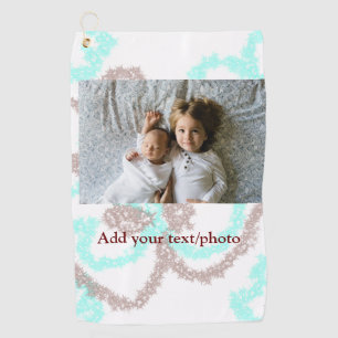 simple minimal ADD YOUR PHOTO TEXT blue glitter Th Golf Towel