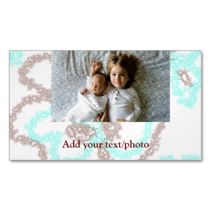 simple minimal ADD YOUR PHOTO TEXT blue glitter Th Magnetic Business Card