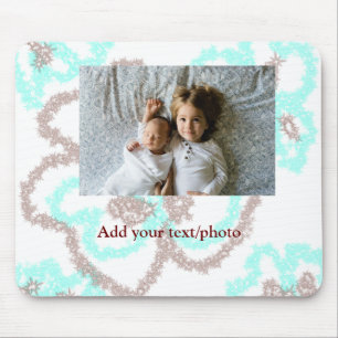 simple minimal ADD YOUR PHOTO TEXT blue glitter Th Mouse Mat